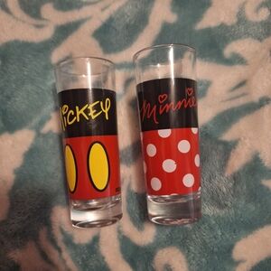 Disney Mickey and Minnie Glass Set - Red, Black, Yellow